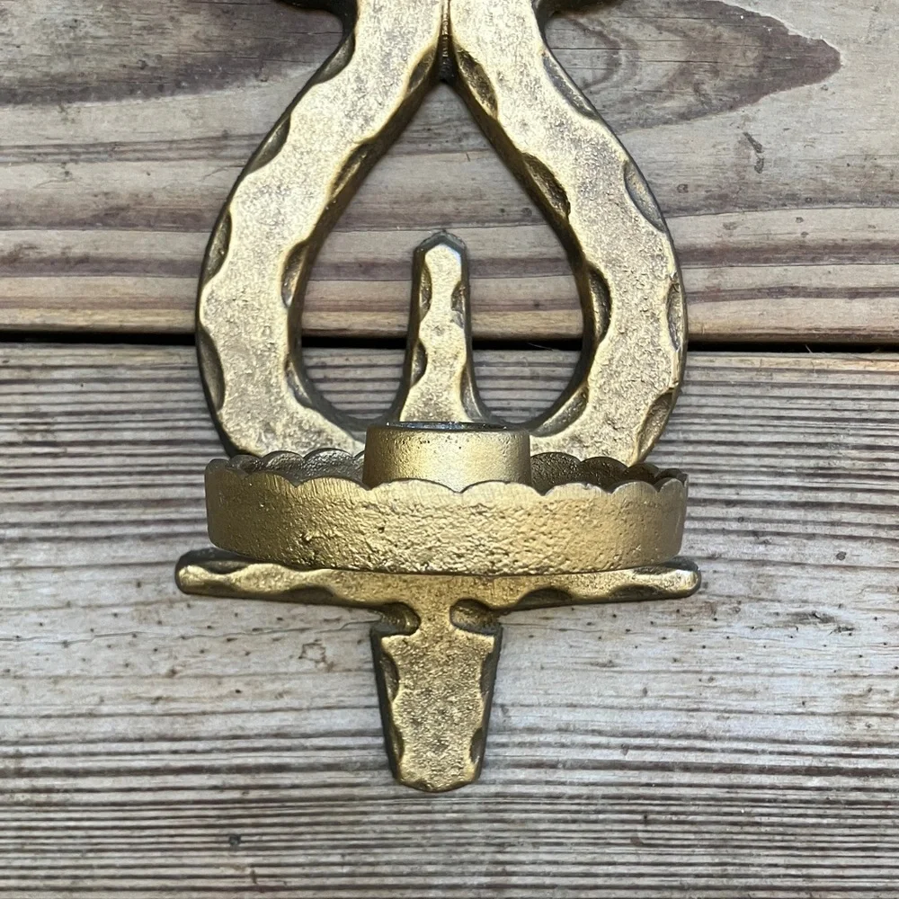 Vintage HomCo Brutalist Castlecore Gold Wall Candle Holders GothicFarmhouse Meta